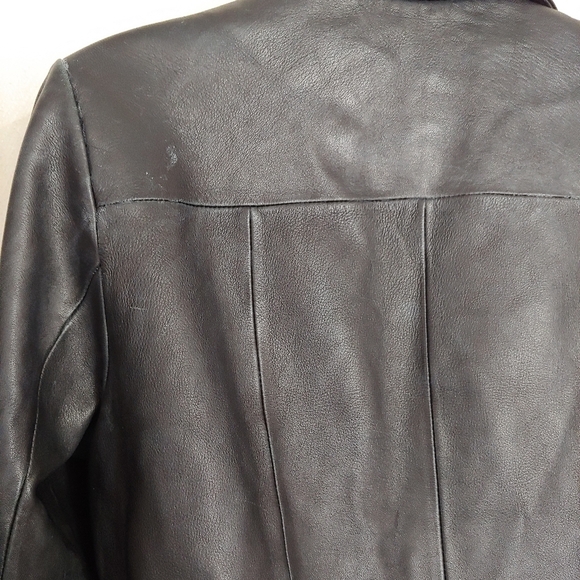 Wilsons Leather Pelle Studio Black Button Front Leather Jacket Size Women's Smal - Picture 9 of 16